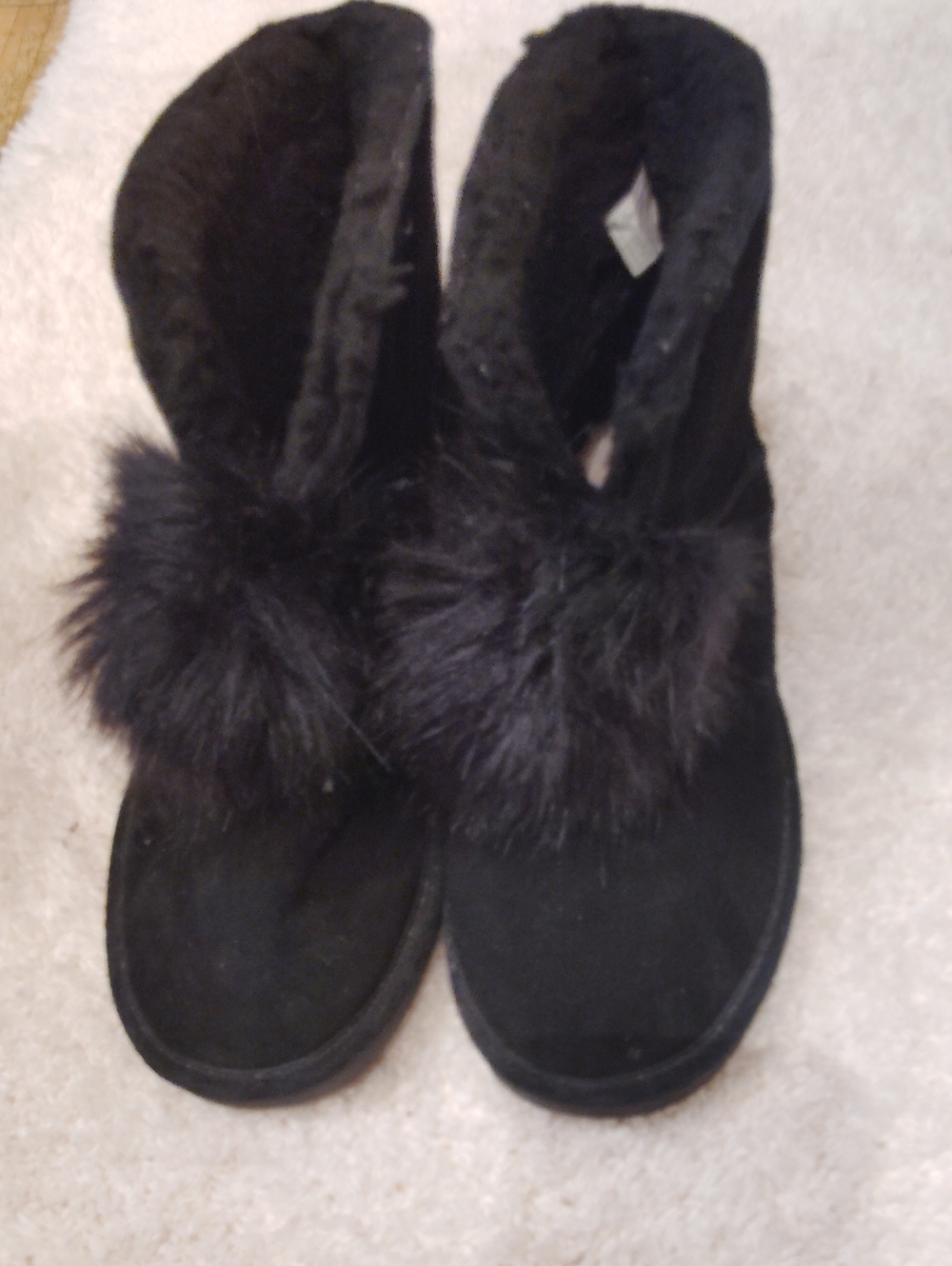 BearPaw Women's Black Faux Fur Ankle Boots